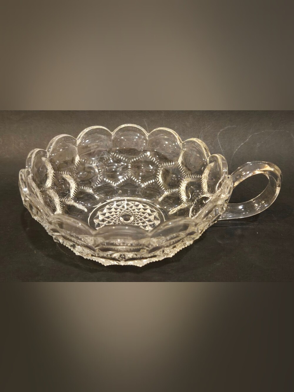 Vintage Fostoria American Crystal Handled Nappy Dish-clear